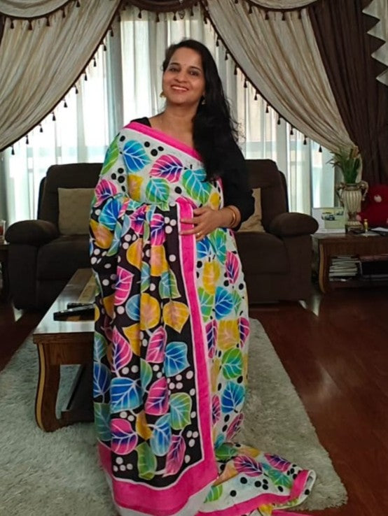 Floral Printed Mul Mul Cotton Saree