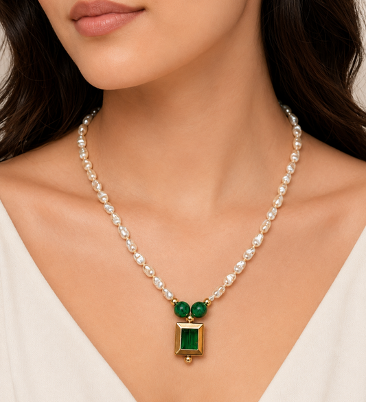 Minimal Pearl Charm Necklace
