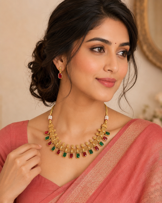 Designer red and Green  Necklace Set