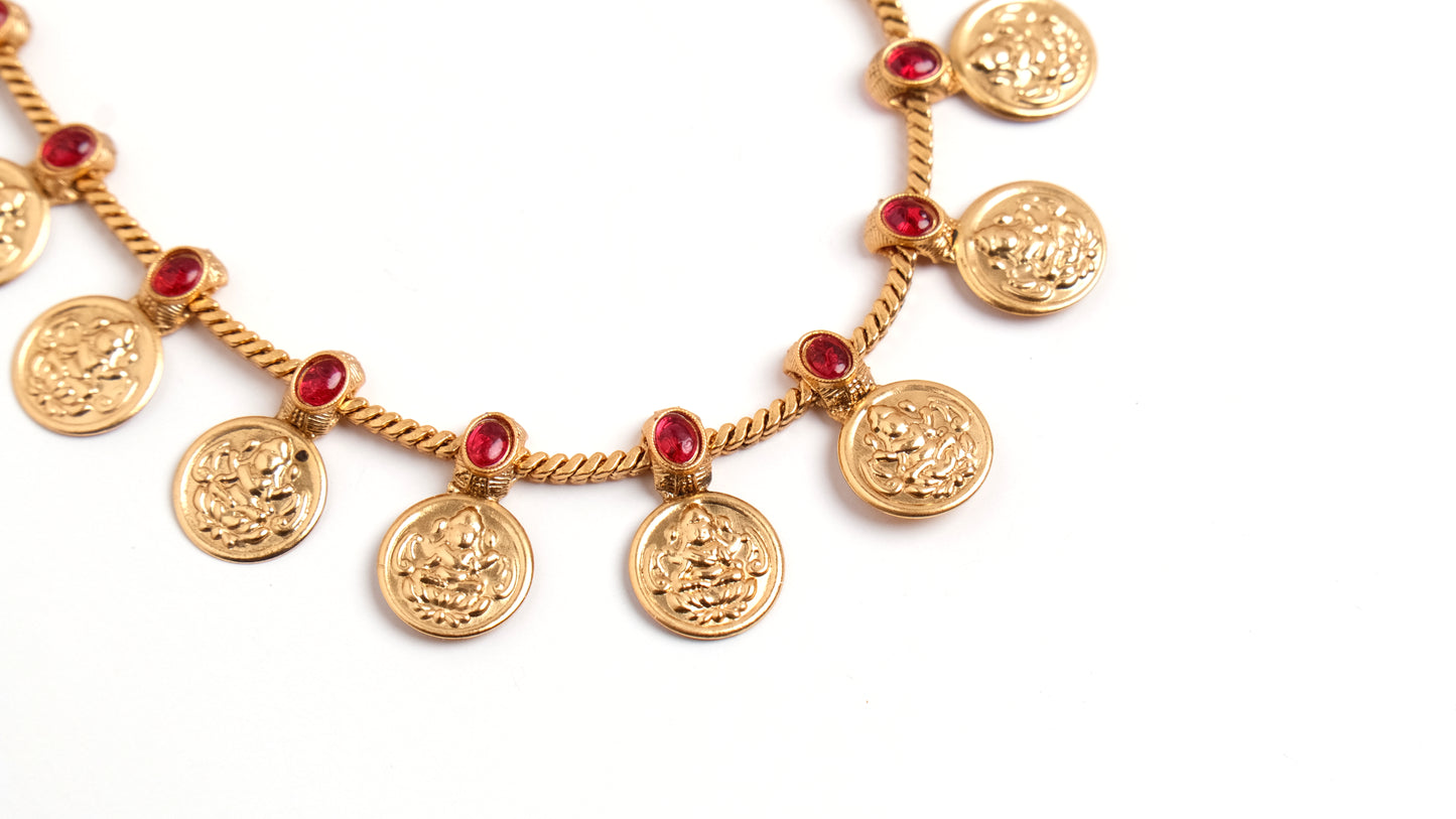 Traditional Kasu Mala Temple Jewellery Necklace