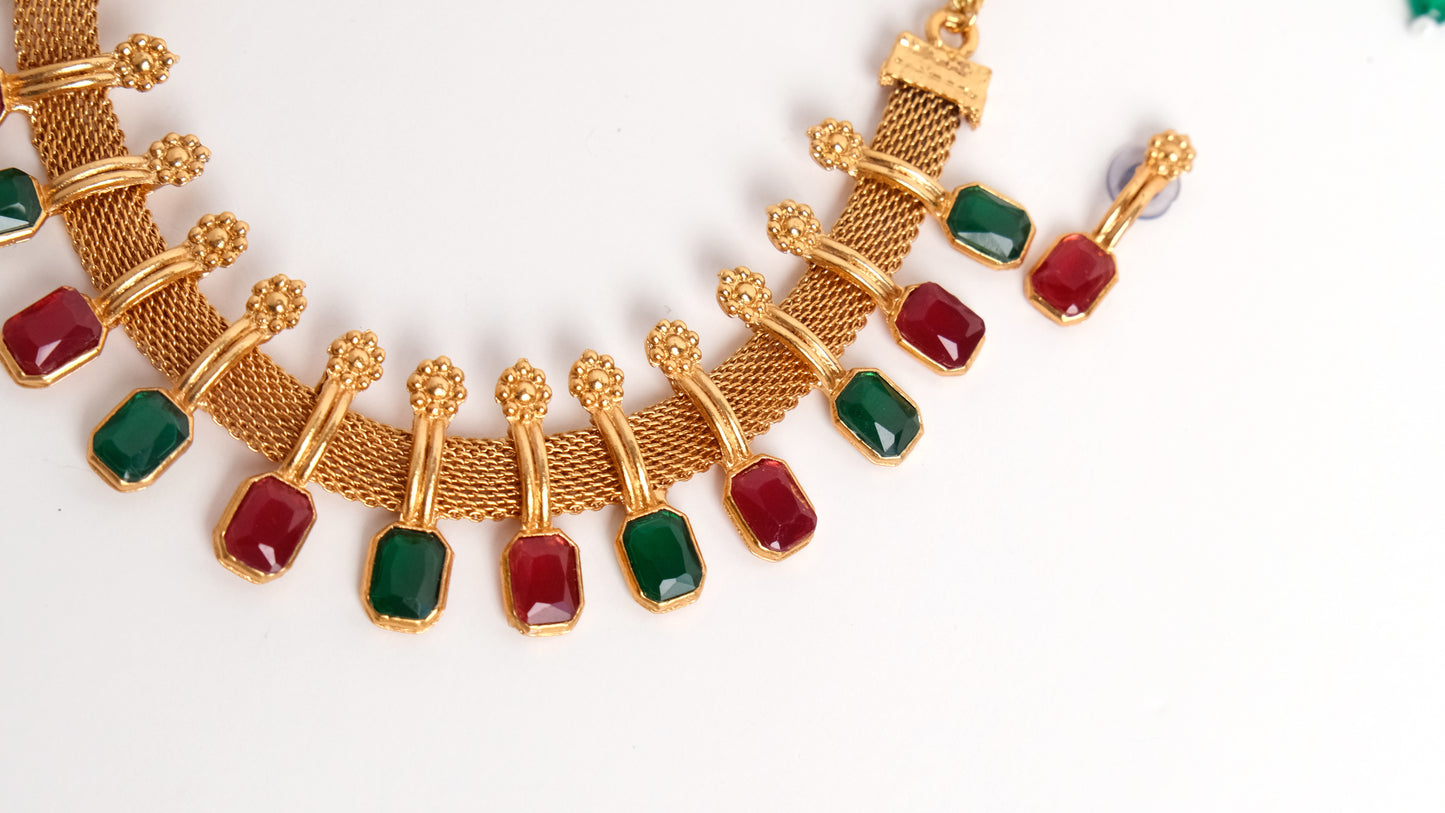 Designer red and Green  Necklace Set