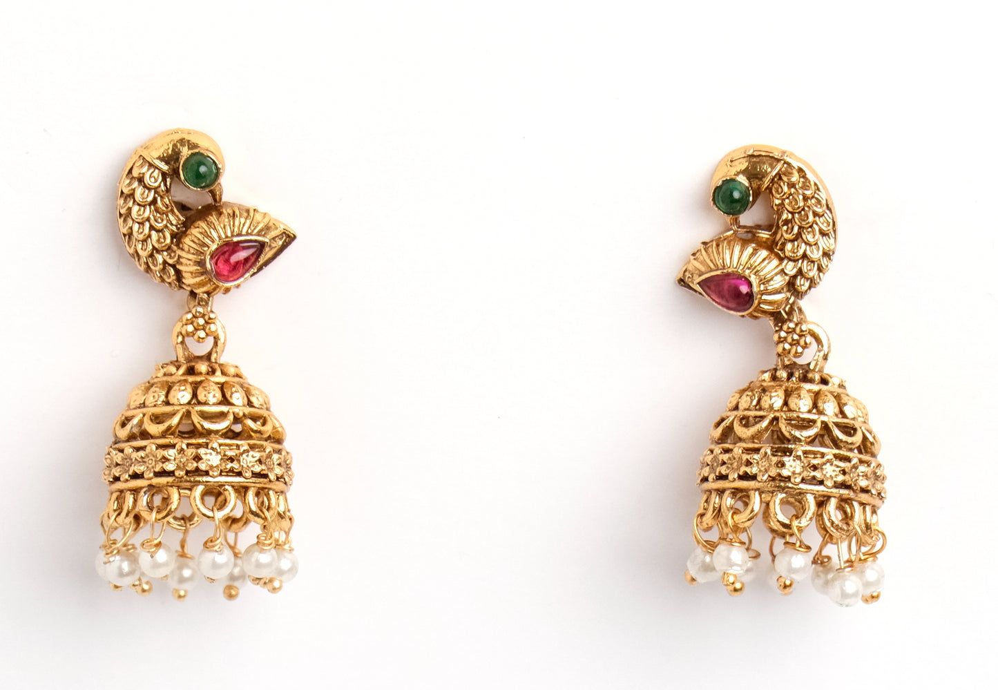 Elegant Long Green Beads Layred Chain with Golden Motifs