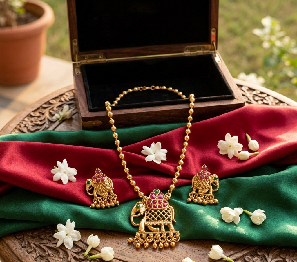Royal Elephant Design Pendant Necklace