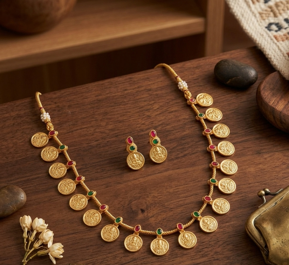 Traditional Kasu Mala Temple Jewellery Necklace