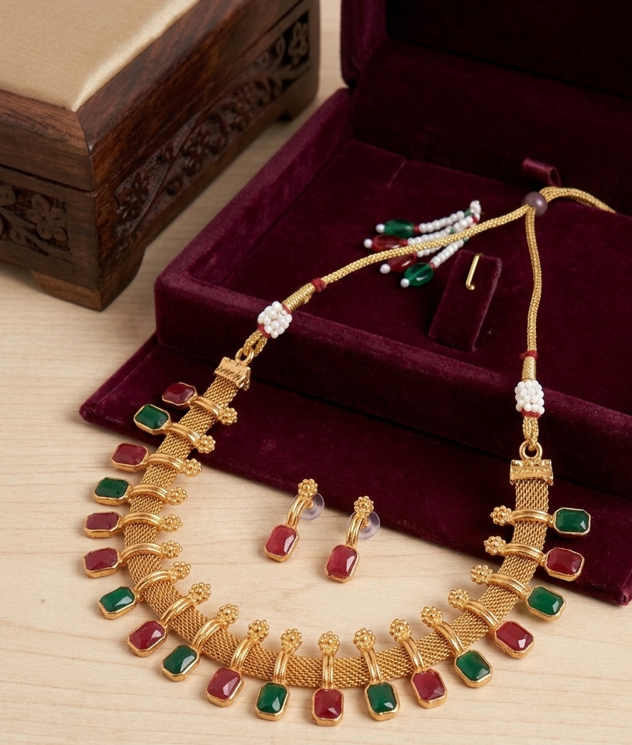 Designer red and Green  Necklace Set