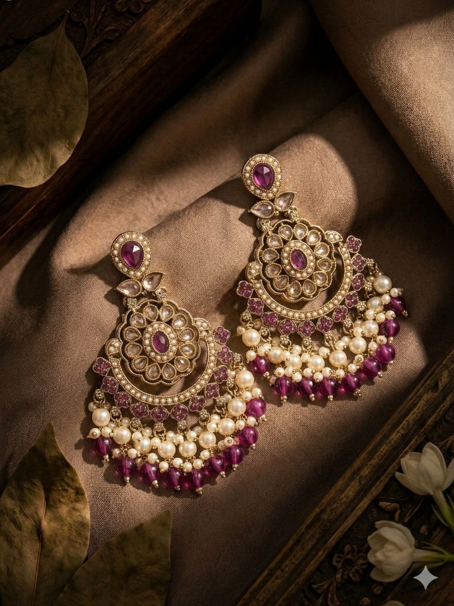 Royal Chand Bali Earrings – Timeless Ethnic Elegance  Description: