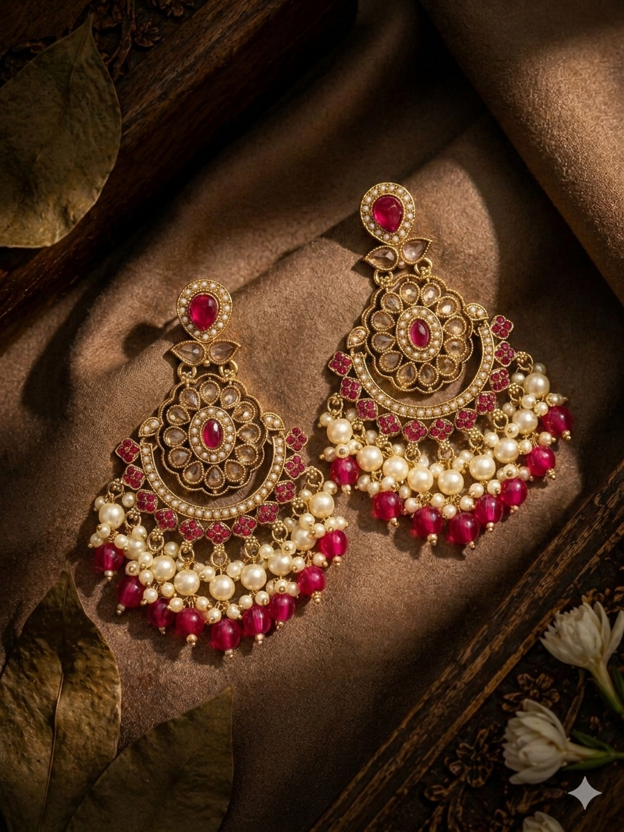 Royal Chand Bali Earrings – Timeless Ethnic Elegance  Description: