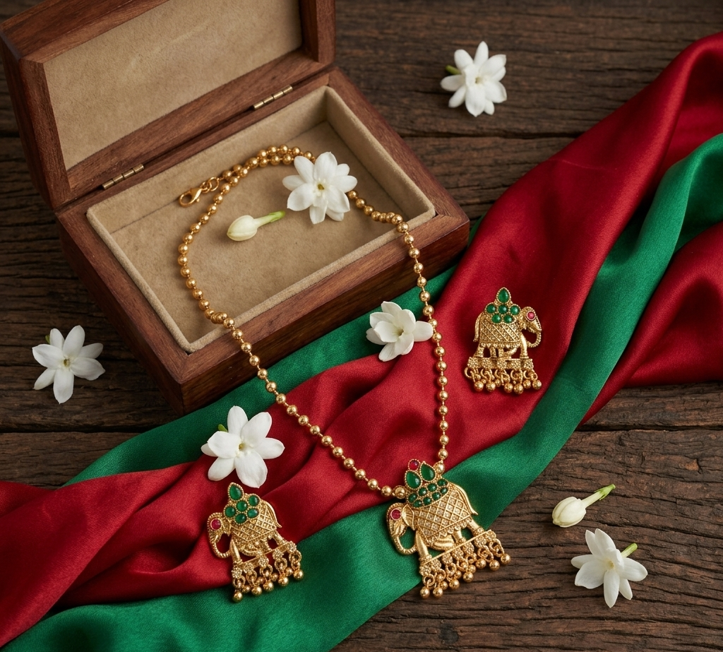 Royal Elephant Design Pendant Necklace