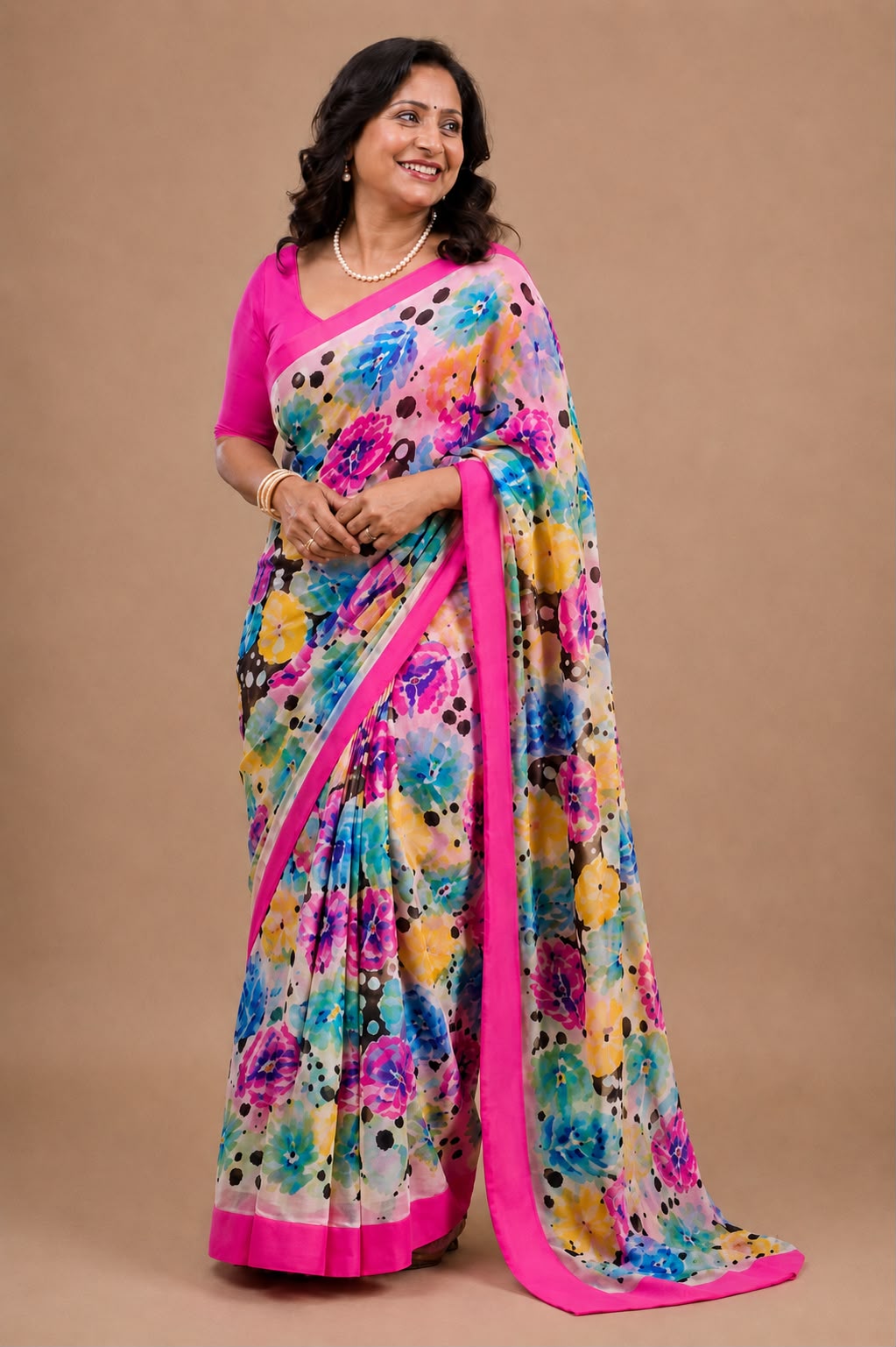 Floral Printed Mul Mul Cotton Saree