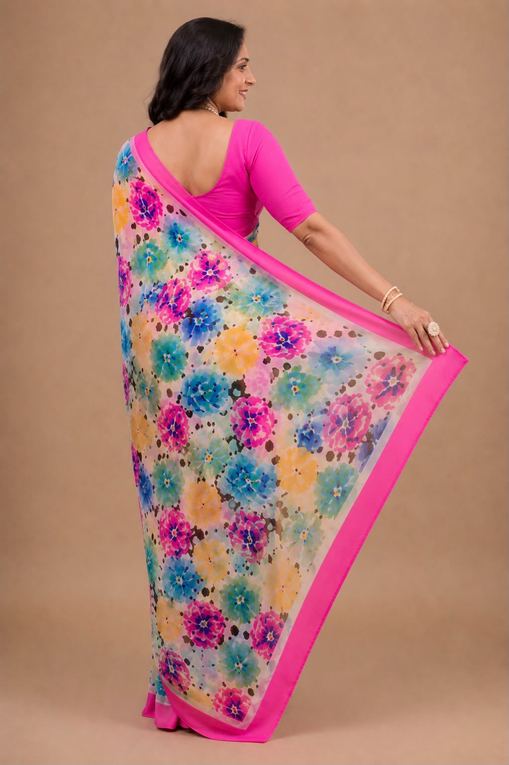 Floral Printed Mul Mul Cotton Saree