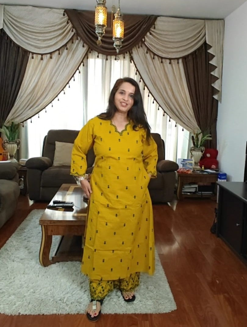 A-LINE  2PC SET(MUSTARD)